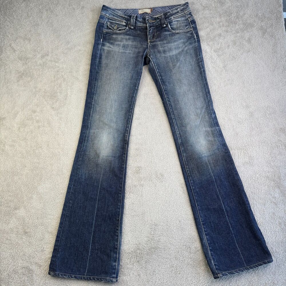 Paige Pico Premium Denim Flared Jeans Womens 26 Blue Denim Cotton Streetwear